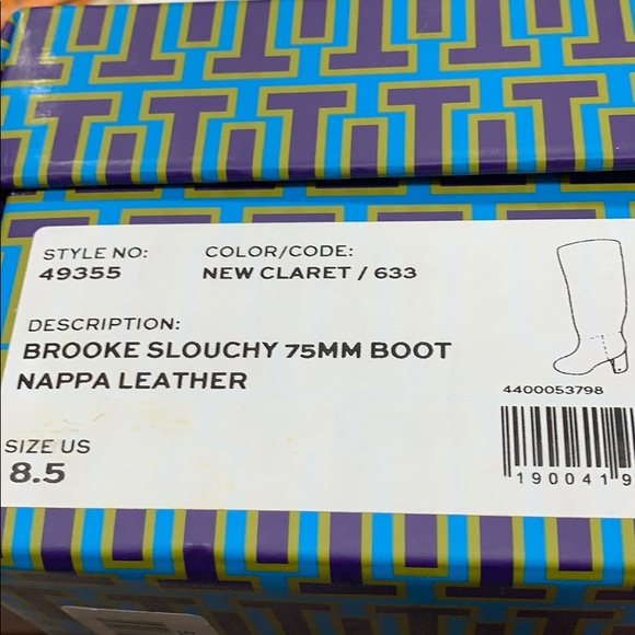 TORY BURCH BROOKE TALL BOOTS/SLOUCHY COLOR CLARET WITH WRAPPED HEEL SZ US 8 1/2 - Picture 15 of 15